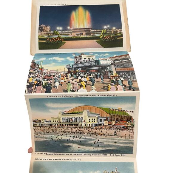 Vtg Souvenir Folder Atlantic City Photos 18 Two Sided Color Scenes 1940's Art - Picture 8 of 13